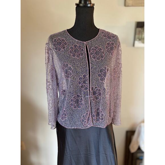 Unbranded Sheet Coat Jacket Iridescent Beaded Lilac, Unicorn Colors, Long Sleeve - Picture 1 of 6